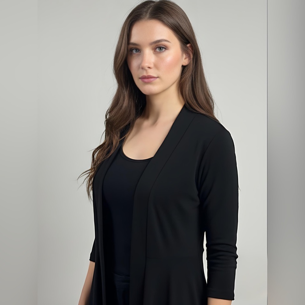 Joesph Ribkoff Light Knit Cover Up Jacket Black Size 10 - Picture 4 of 9